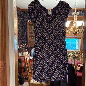Title Nine Navy and Pink Chevron Dress